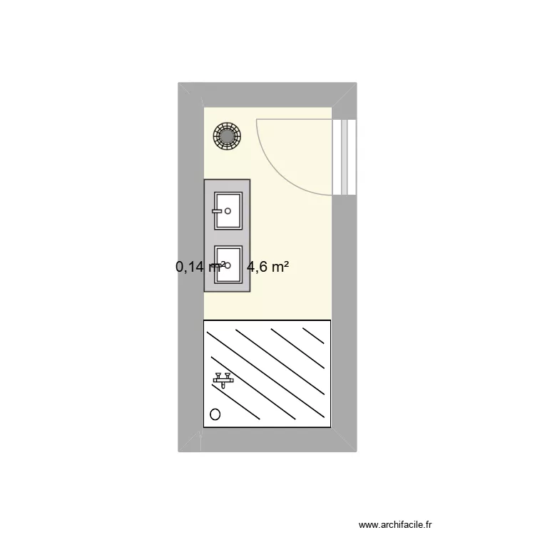 sdb. Plan de 2  et 5 m²