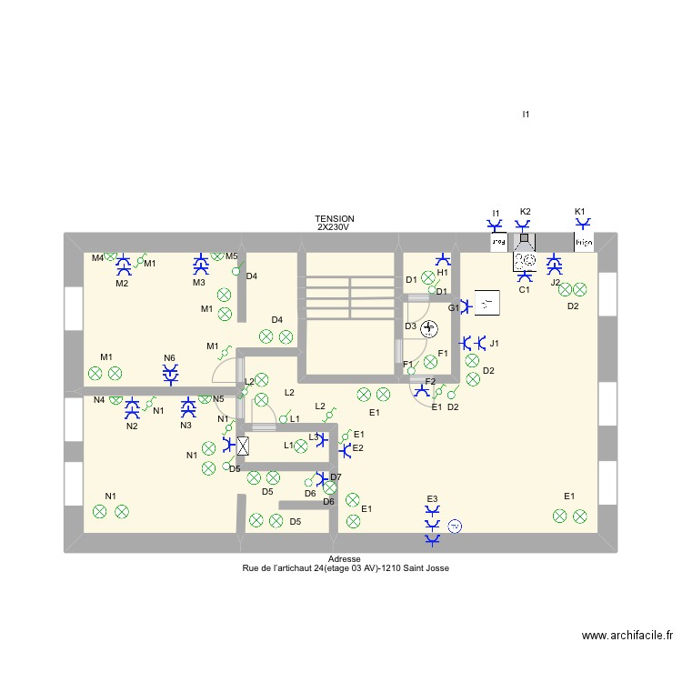 ET 3 FATA. Plan de 16 pièces et 25 m2