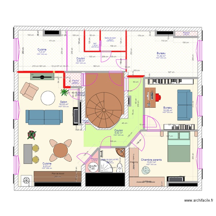 Appart 117. Plan de 24 pièces et 100 m2