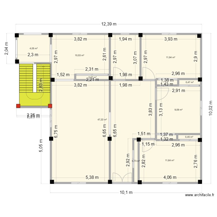 mourouj4. Plan de 7 pièces et 79 m2