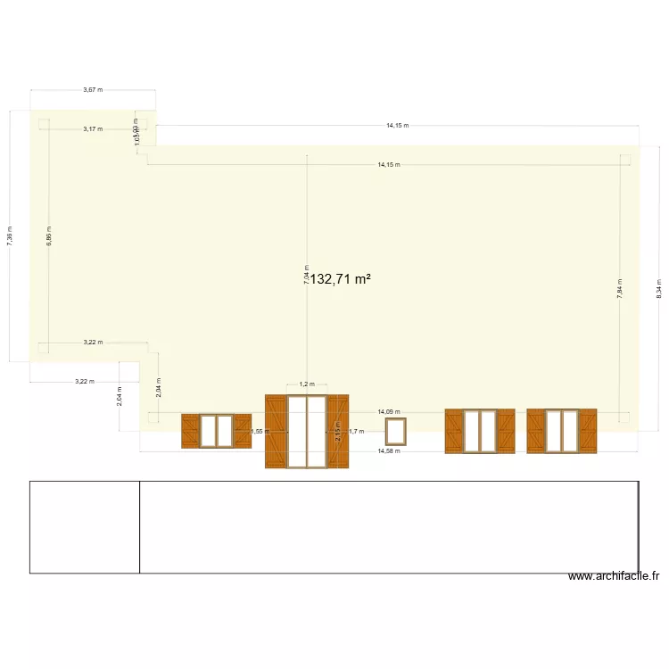 Plan de fa&ccedil;ade. Plan de 1 pièce et 133 m²