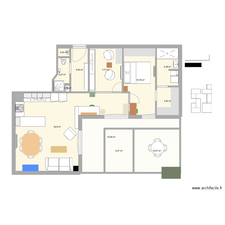 Appart Saint Ouen. Plan de 10 pièces et 95 m2