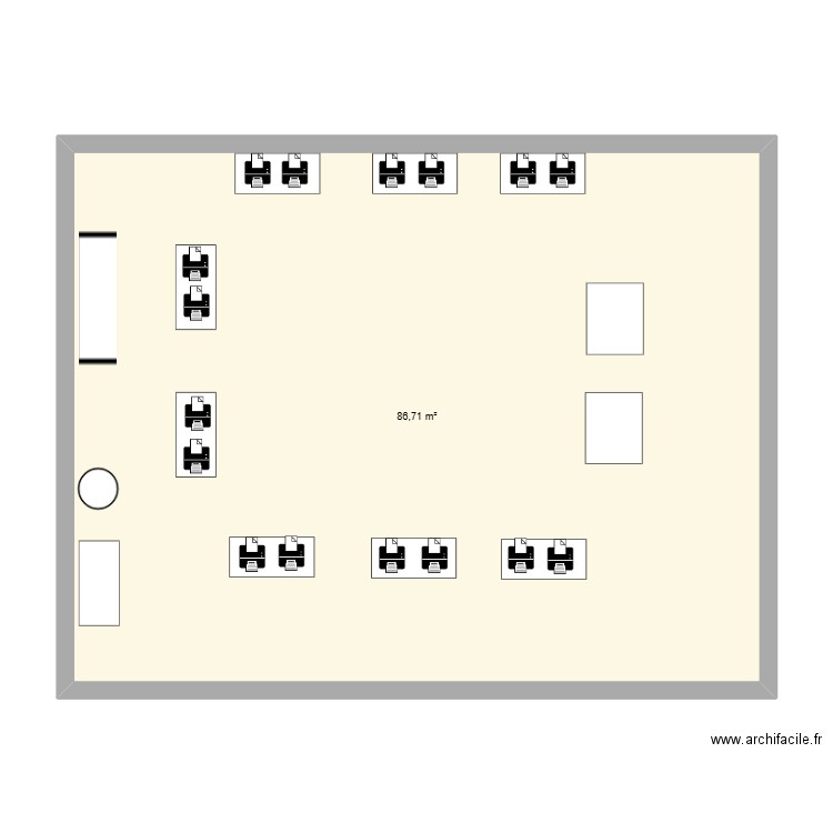 Implantation VR SAE 2.04. Plan de 1 pièce et 87 m2