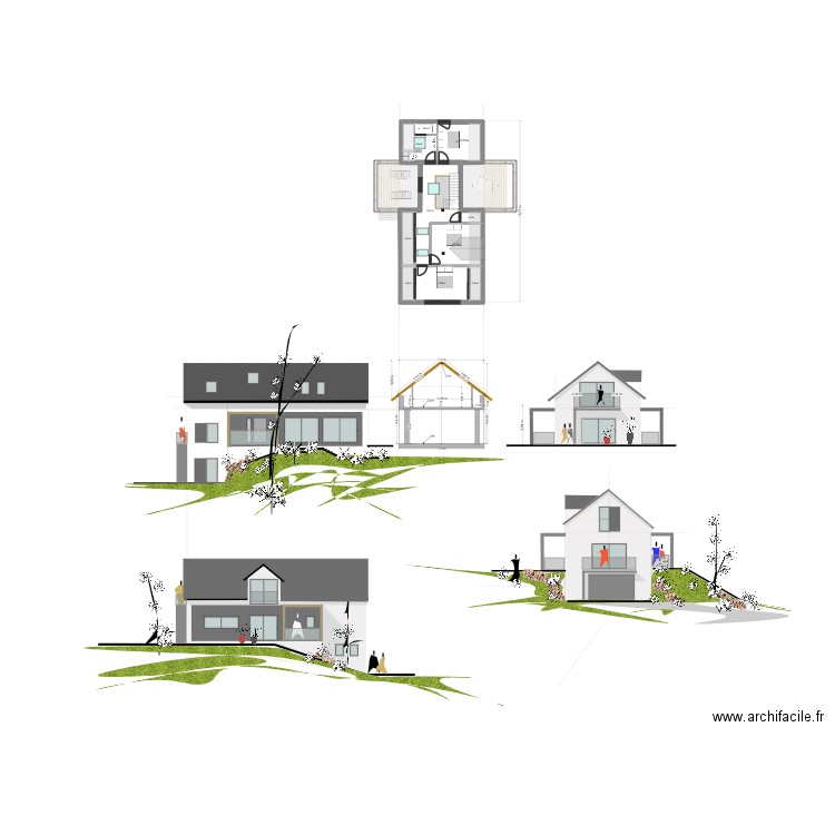 plan type grange bigourdanne 04. Plan de 19 pièces et 164 m2