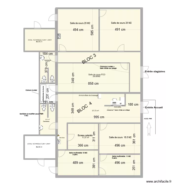 Al&egrave;s locaux SAEM Oasis .. Plan de 