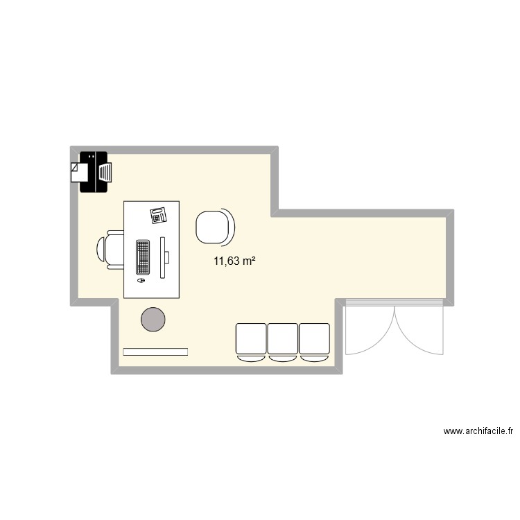one vasco dkr. Plan de 1 pièce et 12 m2