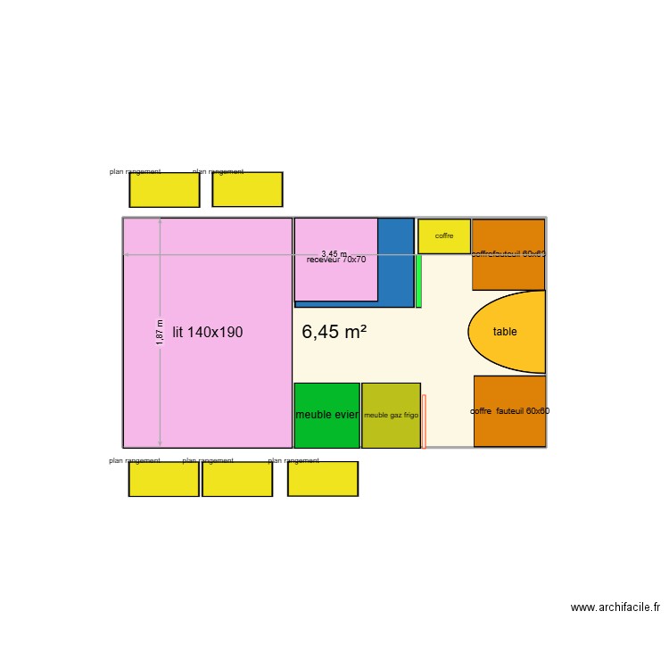 van 2. Plan de 1 pièce et 6 m2