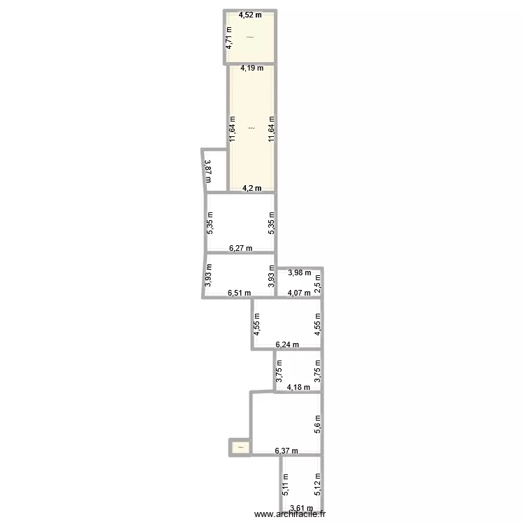 BOEUF2. Plan de 3  et 72 m²
