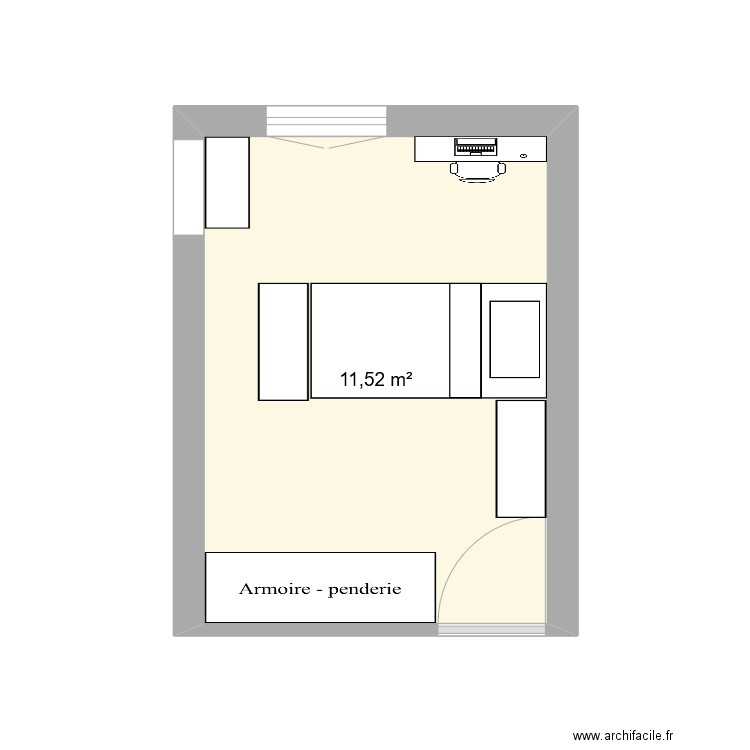 chambre enfants. Plan de 1 pièce et 12 m2