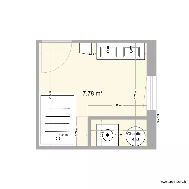 Salle de Bain Hautefage 4. Plan de 