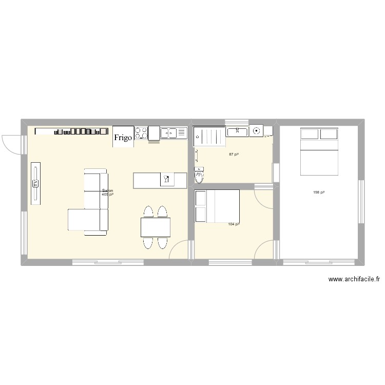 guest/Nana house. Plan de 4 pièces et 74 m2