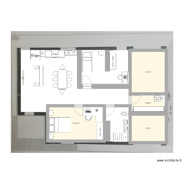 a2 sans casser murs. Plan de 0 pièce et 0 m2
