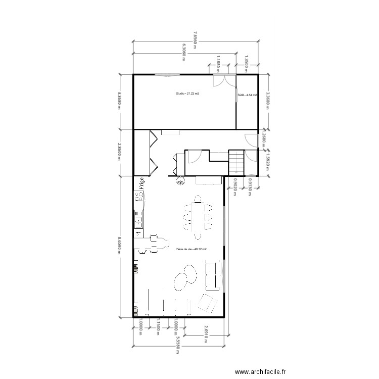 RDC TRAVAUX. Plan de 6 pièces et 95 m2