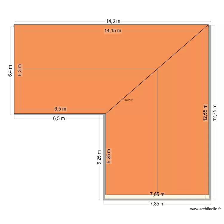 toiture. Plan de 1  et 137 m²