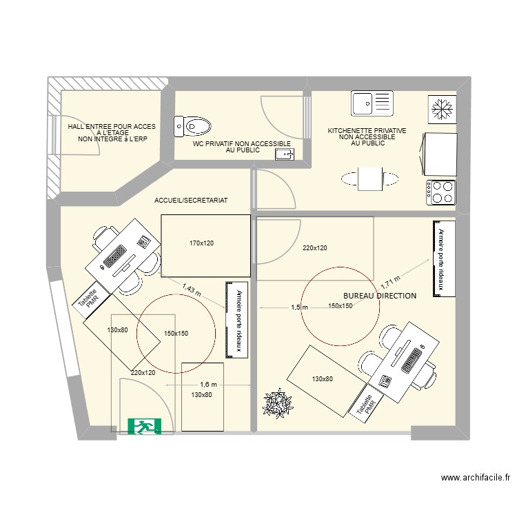 ASS SERIGNAN. Plan de 5 pièces et 44 m2