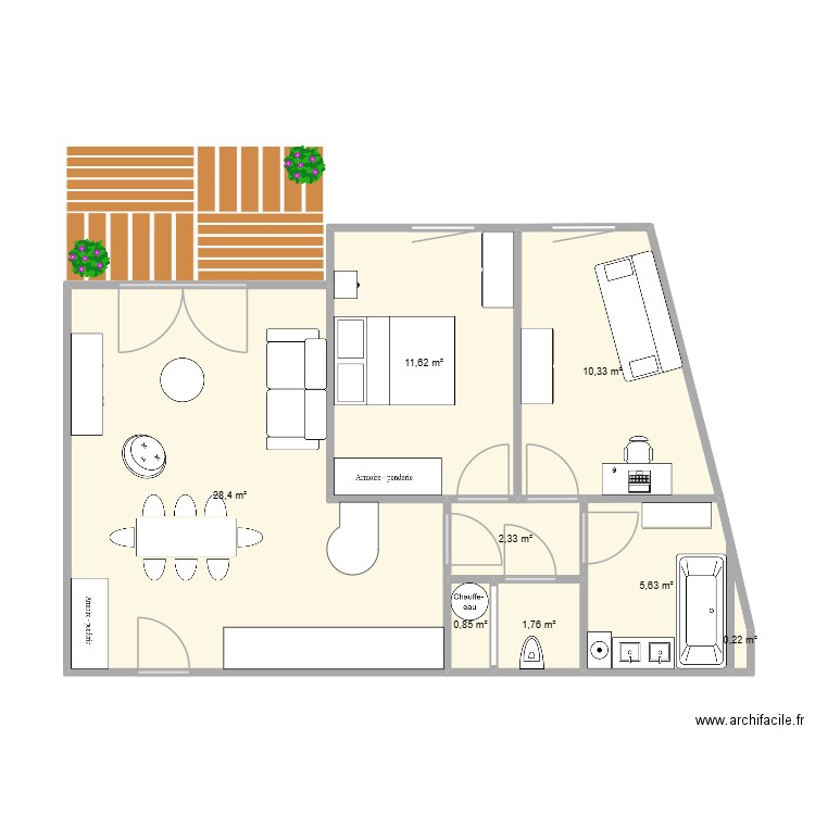 projet st georges. Plan de 8 pièces et 61 m2