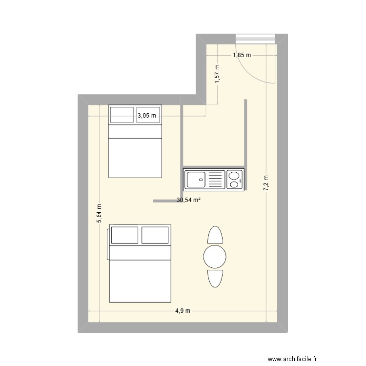 betton. Plan de 1 pièce et 31 m2