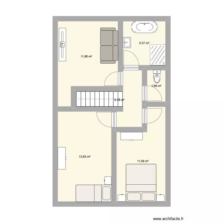 Maison étage. Plan de 6 et 49 m² Maison étage. Plan de 6 et 49 m²