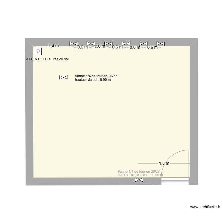 PLAN PLOMBERIE. Plan de 1 pièce et 25 m2