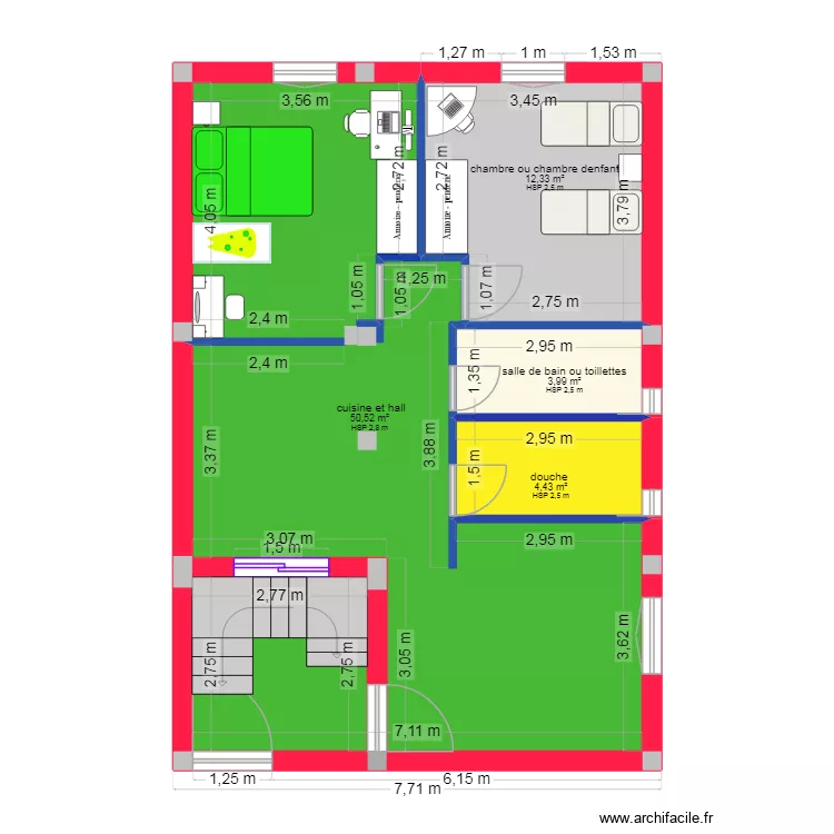 M drais. Plan de 4 Pièces et 71 m²