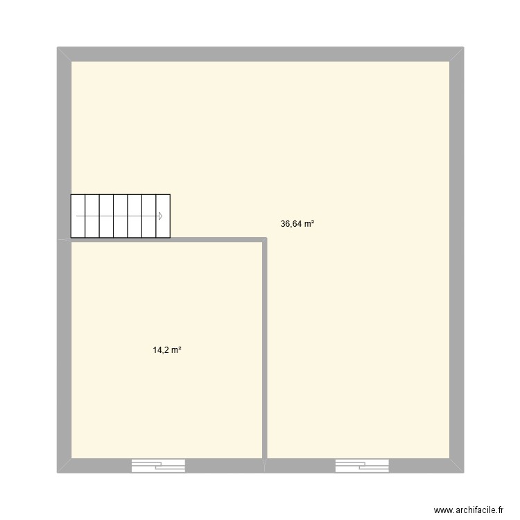 SALON ET CHAMBRE CREE COLOC. Plan de 2 pièces et 51 m2