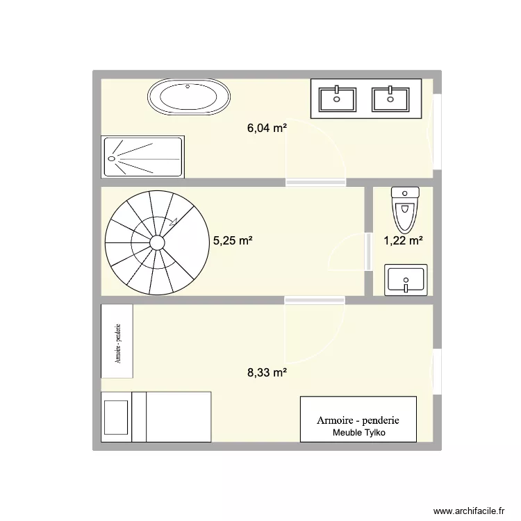 Etage 1 Louveciennes. Plan de 4  et 21 m²
