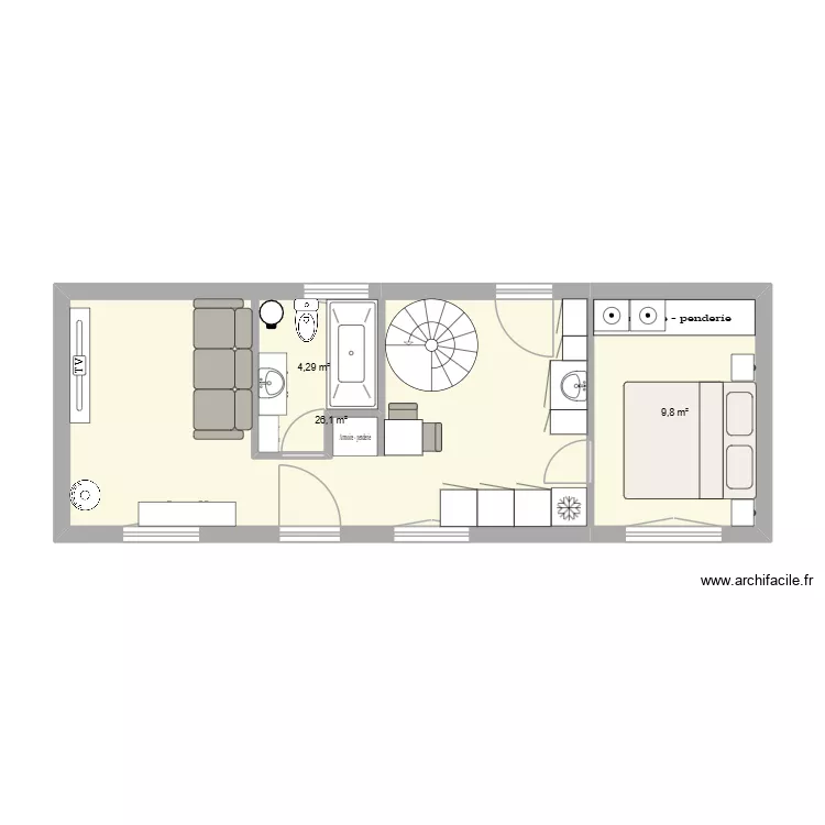 PLAN DE BASE ST GILDAS test 8. Plan de 3 Pièces et 40 m²