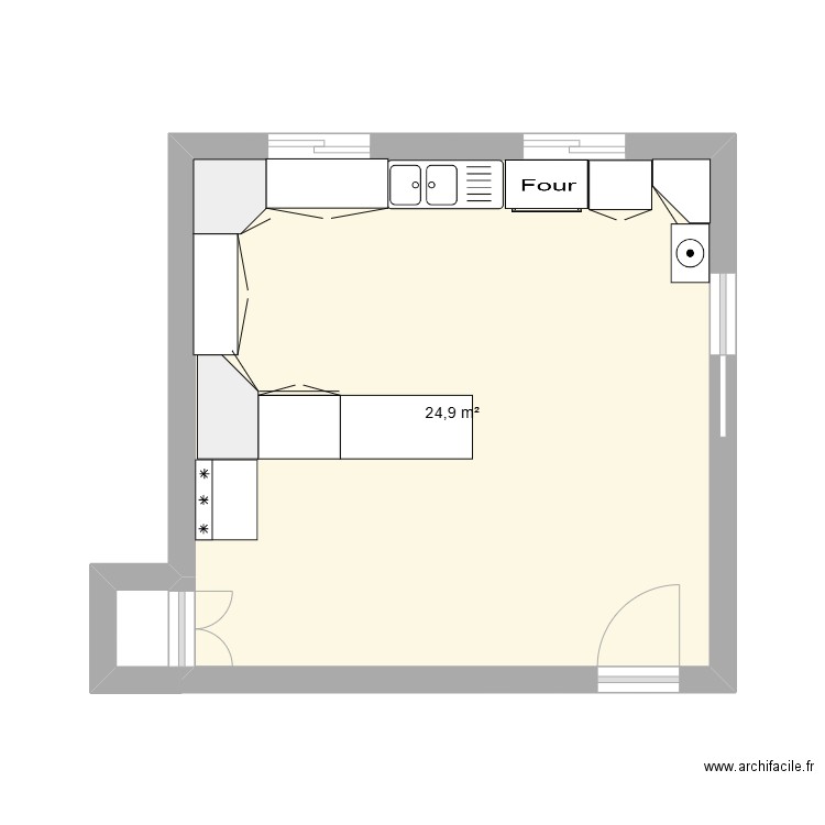 CUISINE. Plan de 1 pièce et 25 m2