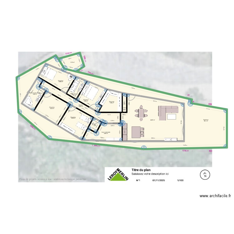 Chalet. Plan de 14 pièces et 381 m2