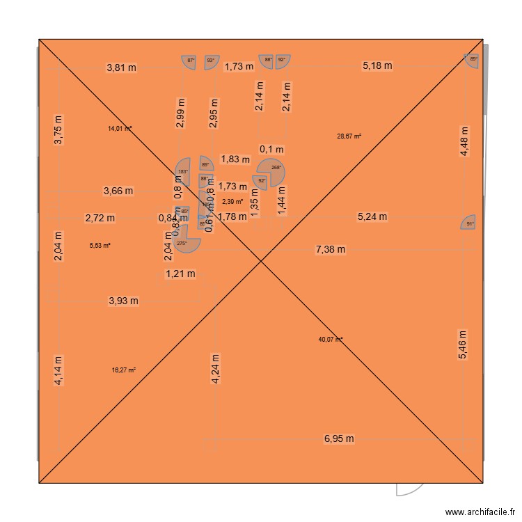 AUPS83. Plan de 6 pièces et 107 m2