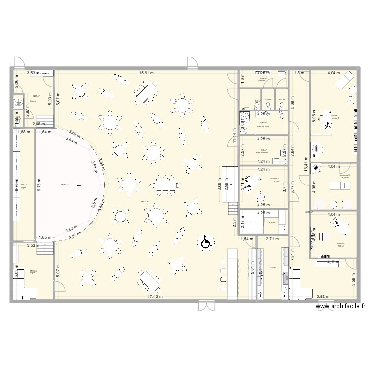 projet salle pmr. Plan de 20 pièces et 586 m2