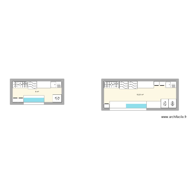 marché. Plan de 2 pièces et 23 m2