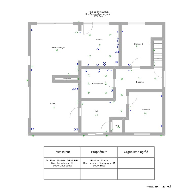 rez piccione. Plan de 8 pièces et 119 m2