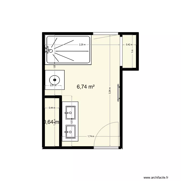 Projet Sdb - Beau v3. Plan de 3 et 8 m² Projet Sdb - Beau v3. Plan de 3 et 8 m²