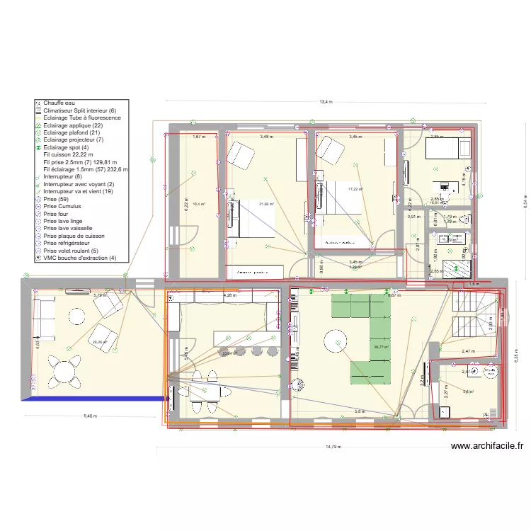 RDV BORDES EX. Plan de 9 pièces et 164 m²