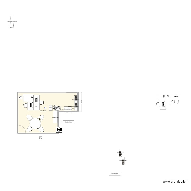 Bureau CAPAS Carouge 114. Plan de 1 pièce et 21 m2