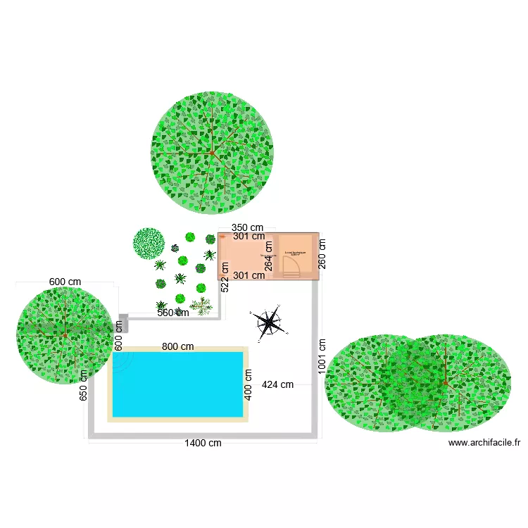 Piscine m. Plan de 1 pièce et 5 m²