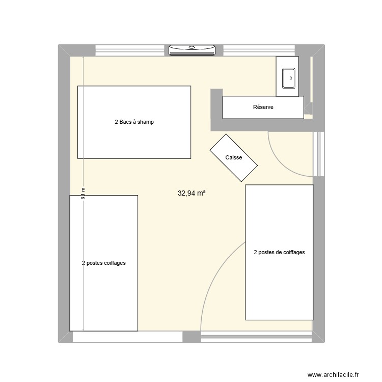 Salon. Plan de 1 pièce et 33 m2