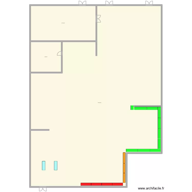 magasin. Plan de 3  et 853 m²