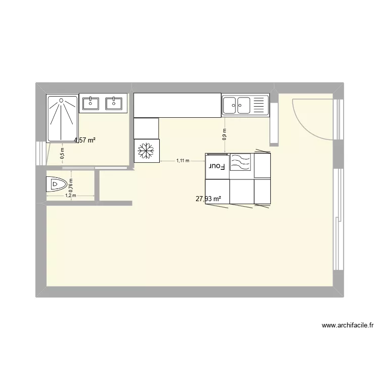 CUISINE SDE/WC RDC FUTUR. Plan de 2 et 33 m² CUISINE SDE/WC RDC FUTUR. Plan de 2 et 33 m²