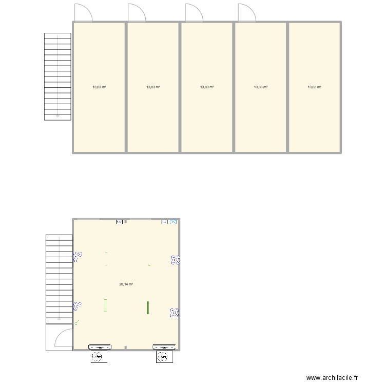 ETPC Combani R+1. Plan de 6 pièces et 97 m2