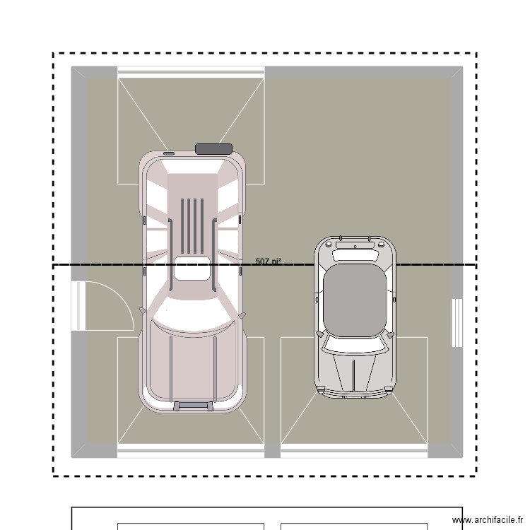 garage. Plan de 1 pièce et 47 m2