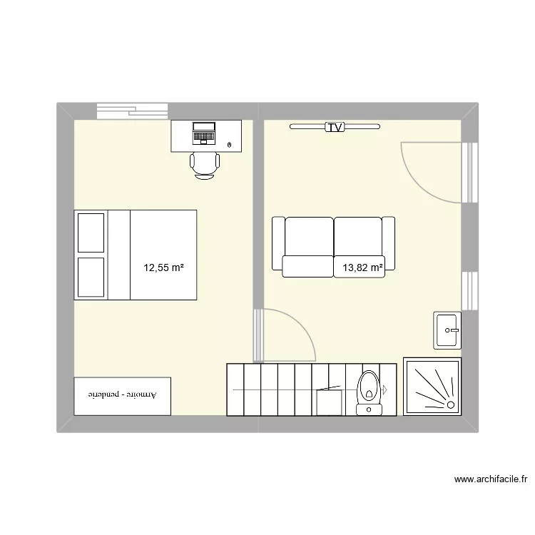 rdc balaruc deux espaces. Plan de 2  et 26 m²