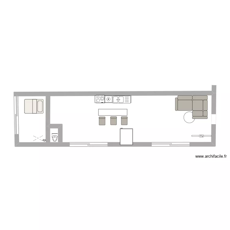 voie daumier. Plan de 1  et 36 m²