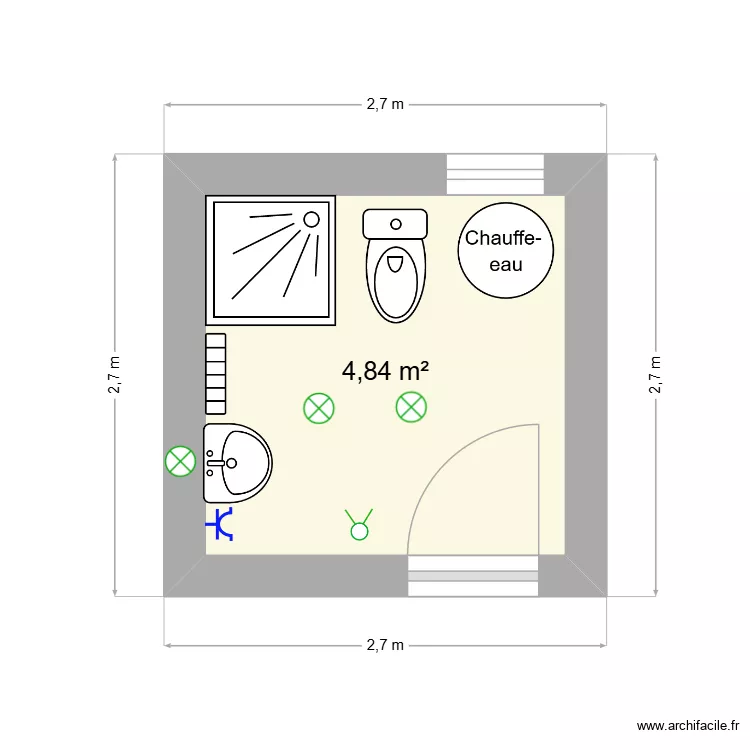 volume salle bain. Plan de 1 et 5 m² volume salle bain. Plan de 1 et 5 m²