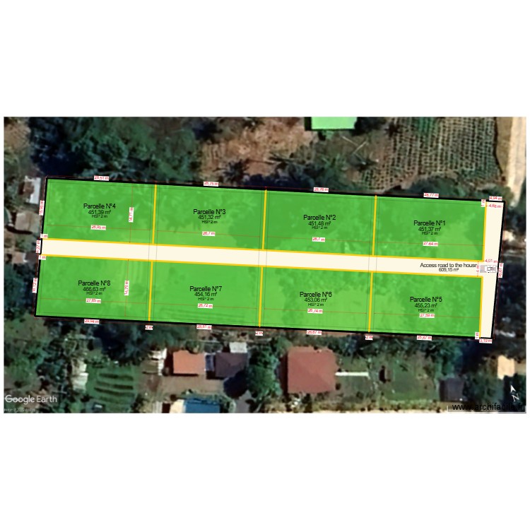 Implant Parcelles V2. Plan de 9 pièces et 4242 m2