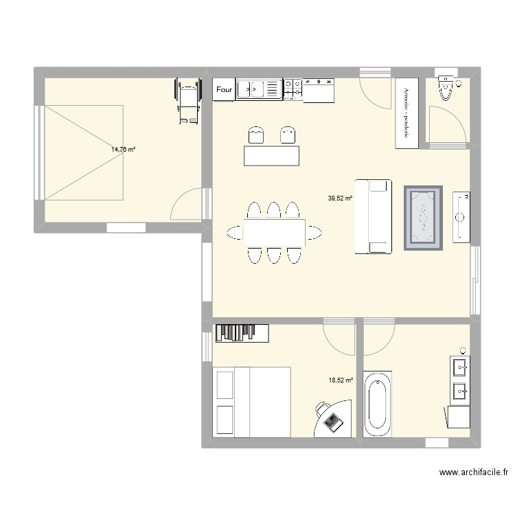 plan malek. Plan de 3 pièces et 73 m2
