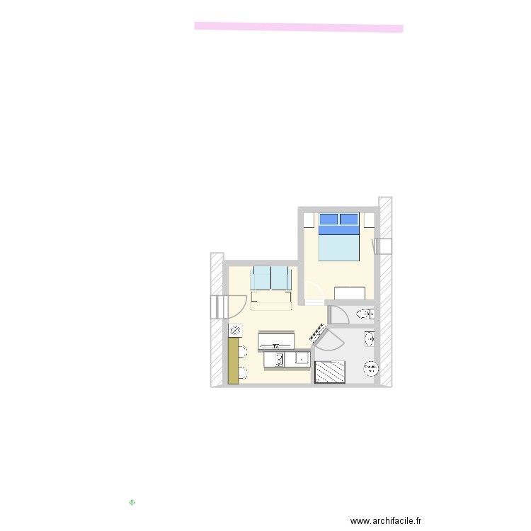 MM PM Studio 4. Plan de 4 pièces et 30 m2