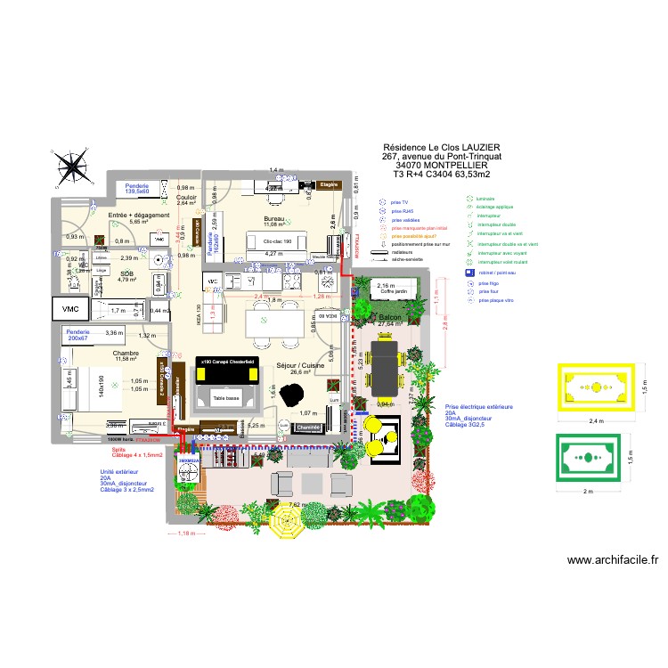 T3 C3404 _ Résidence Le Clos Lauzier 4 (table anthracite 1,3 + chaises moutarde). Plan de 0 pièce et 0 m2 T3 C3404 _ Résidence Le Clos Lauzier 4 (table anthracite 1,3 + chaises moutarde). Plan de 0 pièce et 0 m2