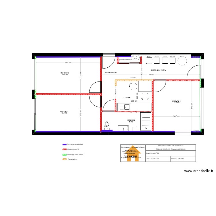 PLAN ETAT DES LIEUX ANDRIEUX 9. Plan de 3 pièces et 66 m2